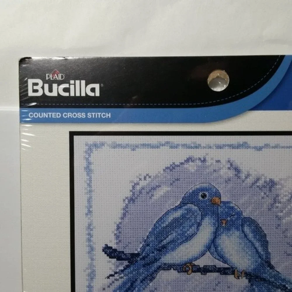 Cross Stitch Kit Love Birds Love You Always Blue